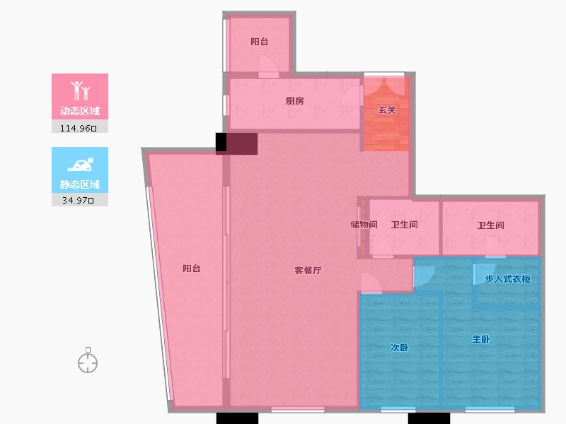 重庆-重庆市-重庆来福士住宅-137.93-户型库-动静分区