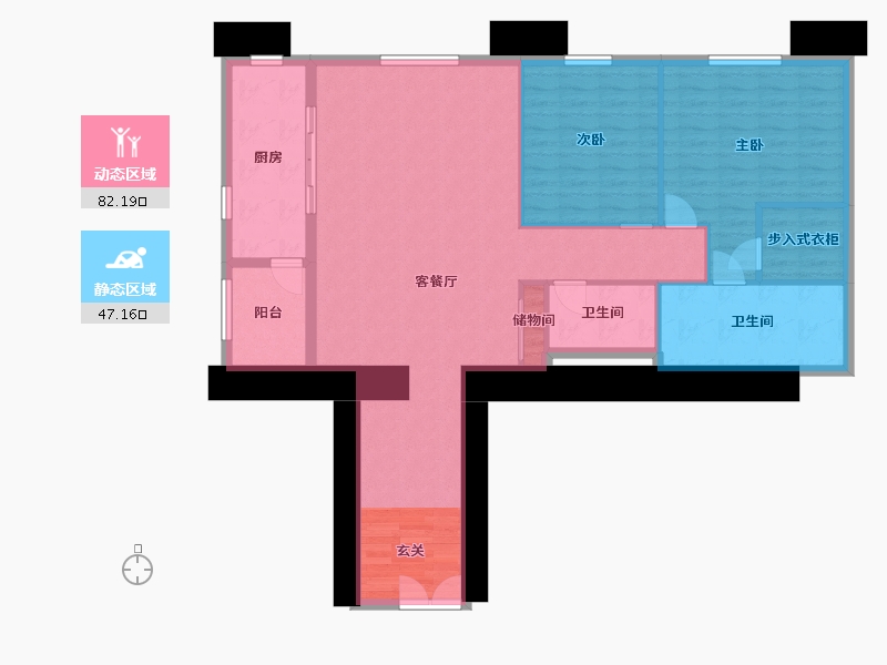 重庆-重庆市-重庆来福士住宅-117.48-户型库-动静分区