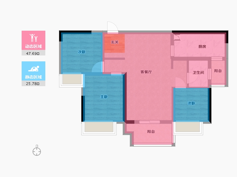 重庆-重庆市-金科集美城-64.04-户型库-动静分区