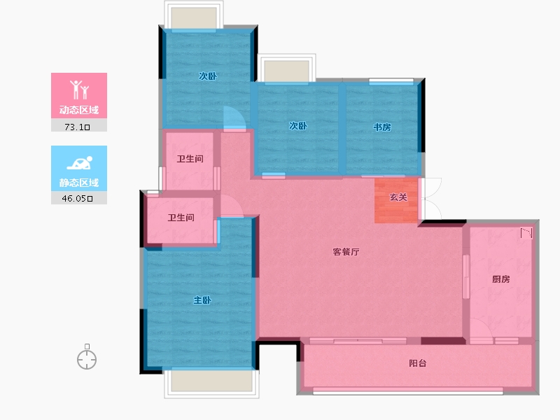 重庆-重庆市-建工半山郡-106.44-户型库-动静分区