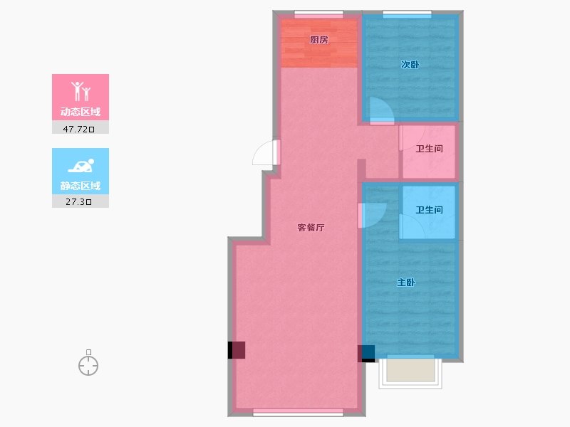 辽宁省-抚顺市-书香门第-66.64-户型库-动静分区