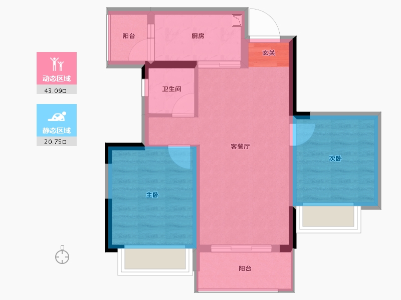 重庆-重庆市-旭辉江山青林半-56.62-户型库-动静分区