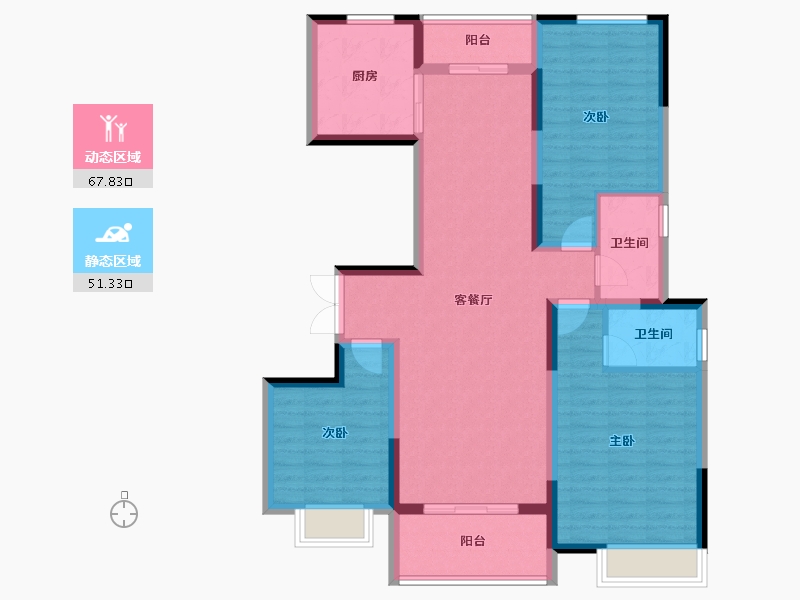 河南省-驻马店市-上蔡建业公园里-106.64-户型库-动静分区