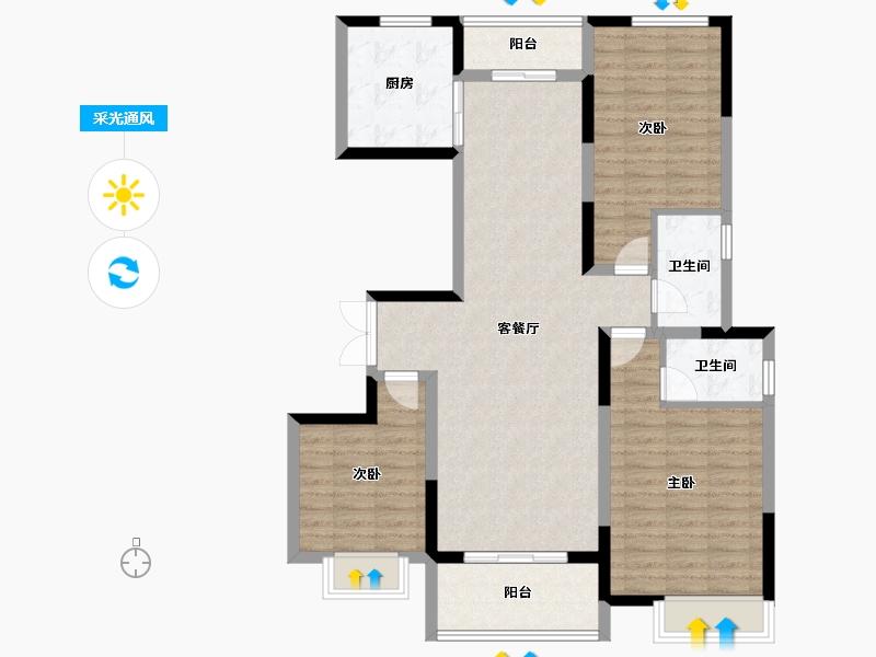 河南省-驻马店市-上蔡建业公园里-106.64-户型库-采光通风