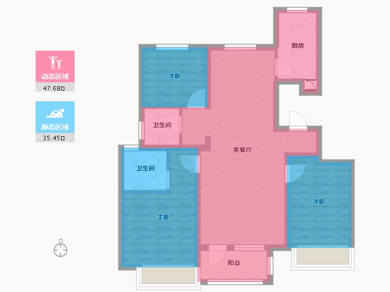 河北省-廊坊市-森林新都孔雀城-72.73-户型库-动静分区