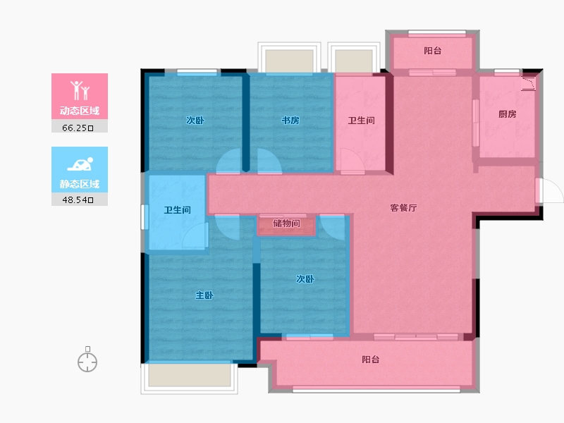 湖北省-荆州市-银湖国际-102.30-户型库-动静分区