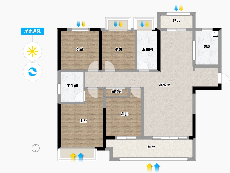 湖北省-荆州市-银湖国际-102.30-户型库-采光通风