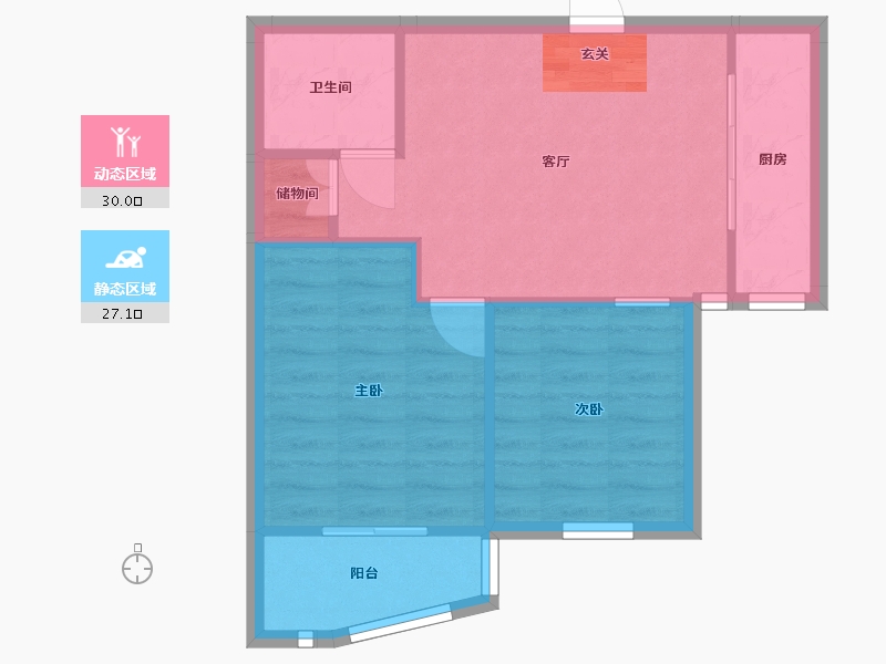 浙江省-温州市-新田园三组团-51.61-户型库-动静分区