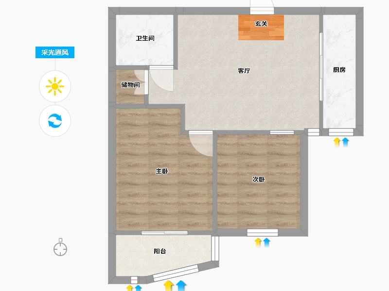 浙江省-温州市-新田园三组团-51.61-户型库-采光通风