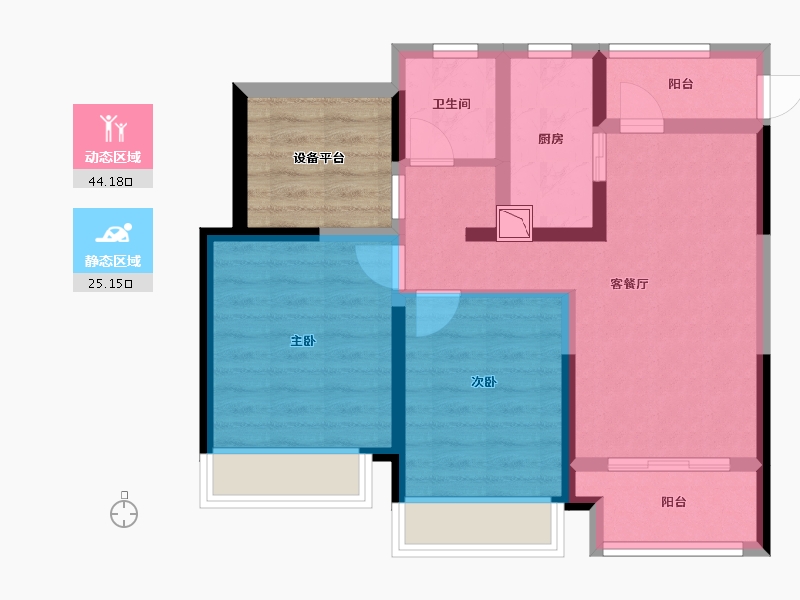 江苏省-苏州市-象屿都城怡园-66.52-户型库-动静分区