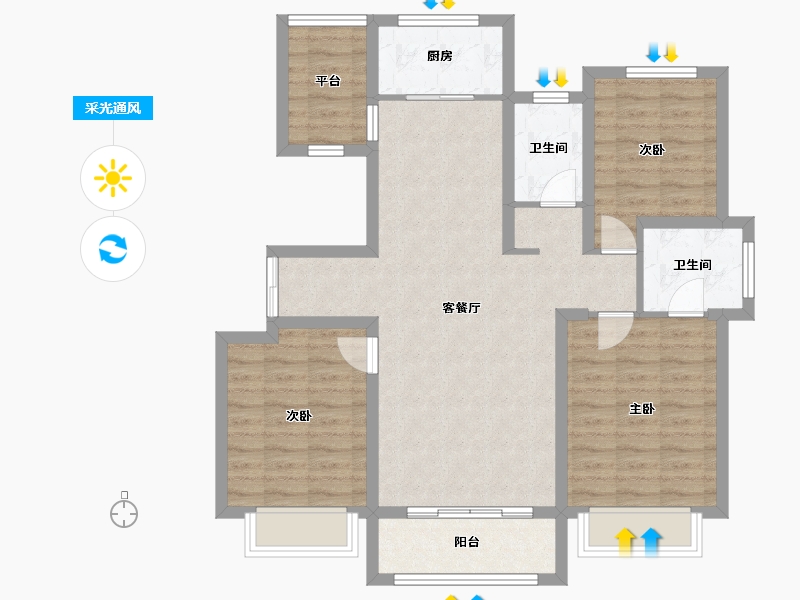 山东省-济宁市-绿地国际城-95.08-户型库-采光通风