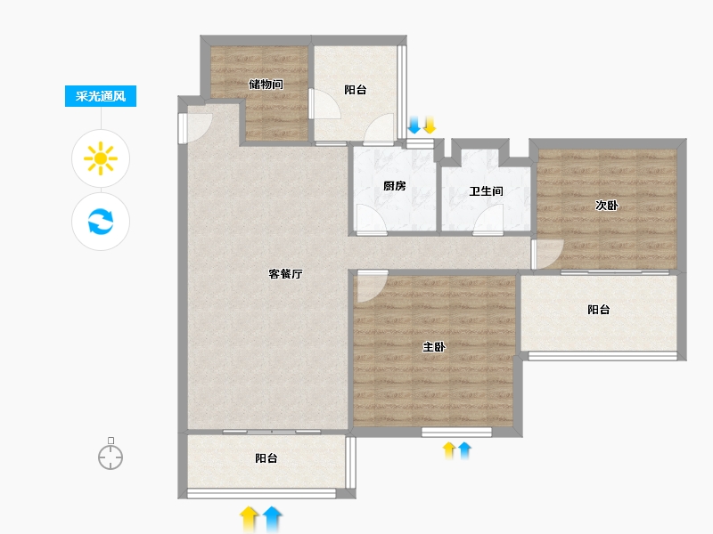 广东省-深圳市-中城康桥花园-98.27-户型库-采光通风