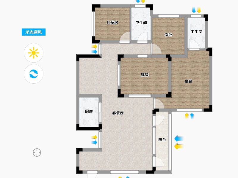 湖北省-武汉市-花博汇・桃李春风-102.40-户型库-采光通风