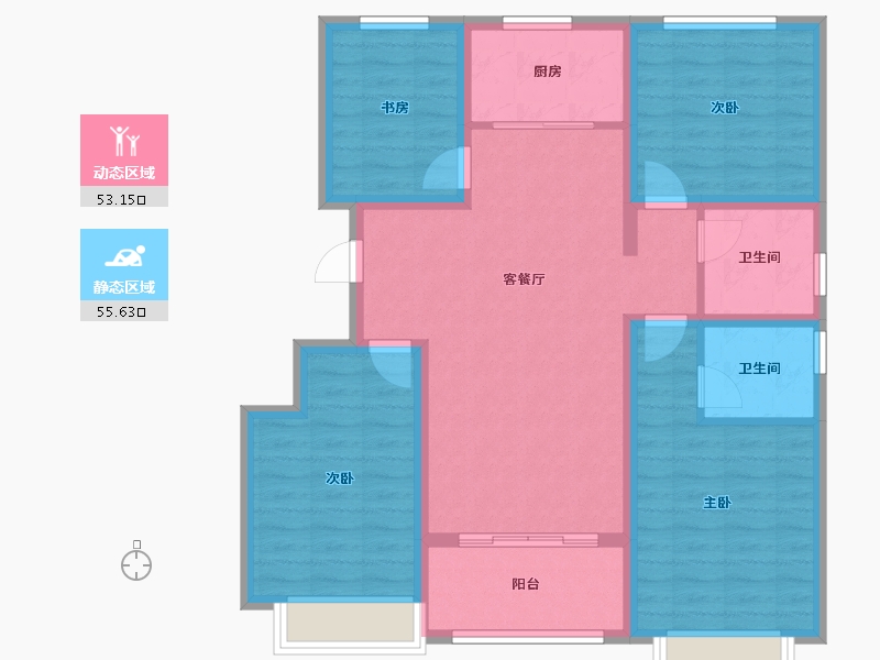 山东省-聊城市-瑞利・昌庭花园-96.86-户型库-动静分区