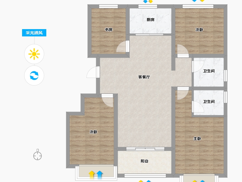 山东省-聊城市-瑞利・昌庭花园-96.86-户型库-采光通风