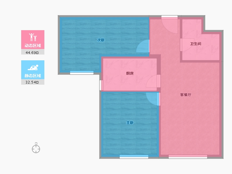 黑龙江省-哈尔滨市-龙湾园著-69.60-户型库-动静分区