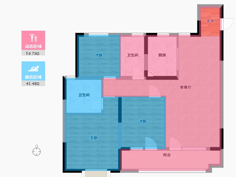 山东省-青岛市-龙湖西府原著-92.00-户型库-动静分区