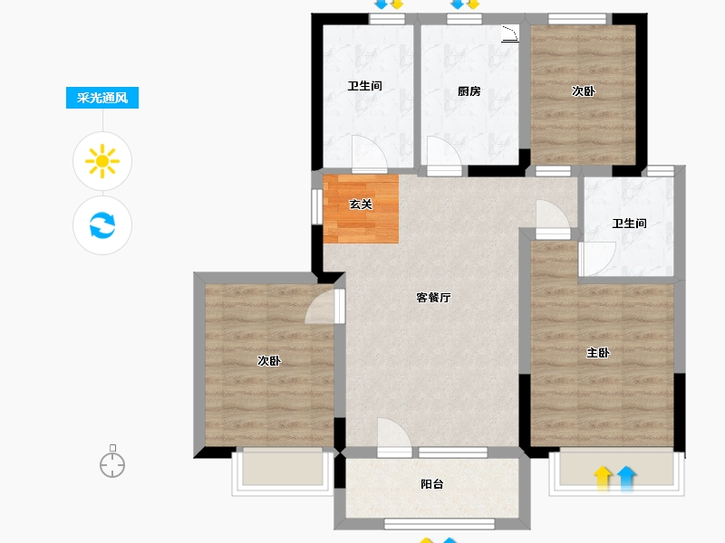 山东省-青岛市-鑫江・水青花都丨观山-77.69-户型库-采光通风