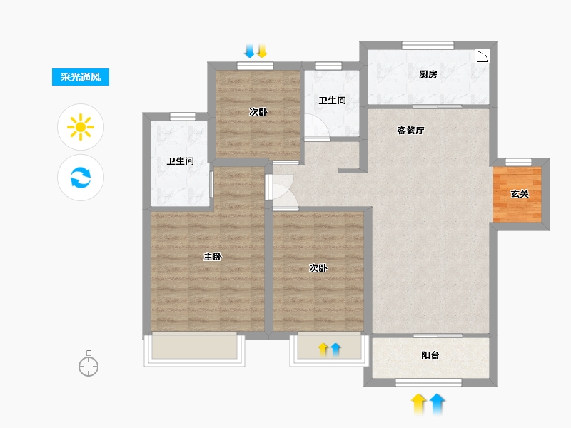 山东省-青岛市-中建锦绣天地-84.80-户型库-采光通风