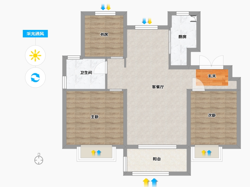 山东省-青岛市-鲁商学府-80.00-户型库-采光通风