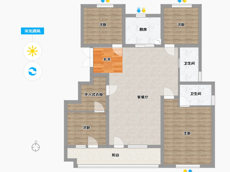 山东省-青岛市-金地・格林美景-112.01-户型库-采光通风