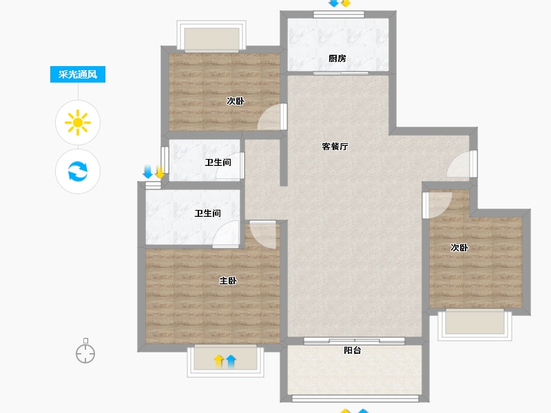 河南省-信阳市-金诚・东方花园-102.40-户型库-采光通风