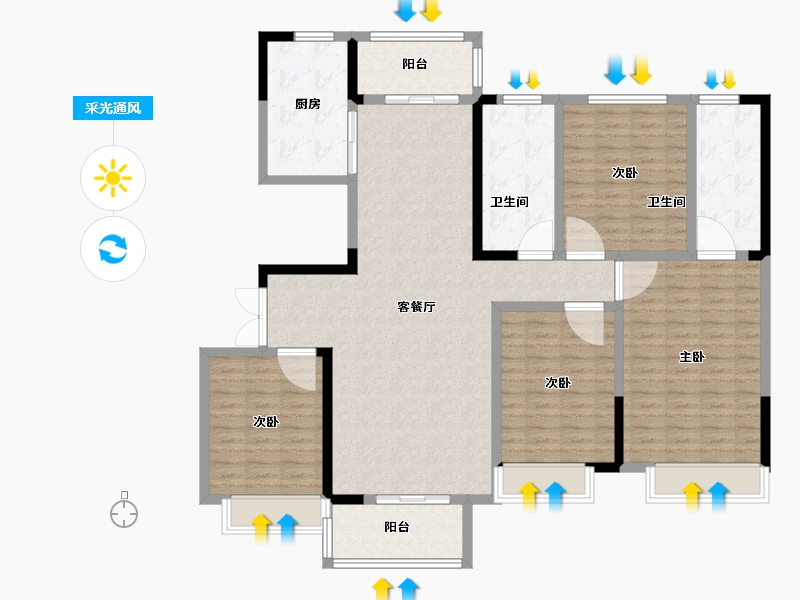 河南省-许昌市-北海建业桂圆-143.48-户型库-采光通风