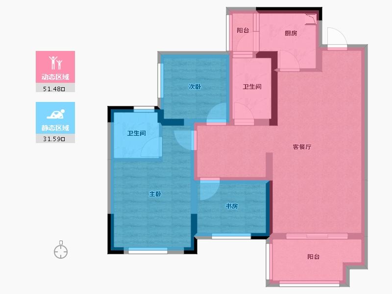 四川省-遂宁市-射洪金科・集美嘉悦-72.52-户型库-动静分区