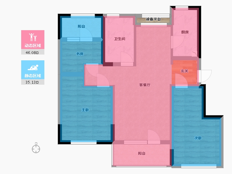 辽宁省-大连市-华润置地海上东方-71.74-户型库-动静分区