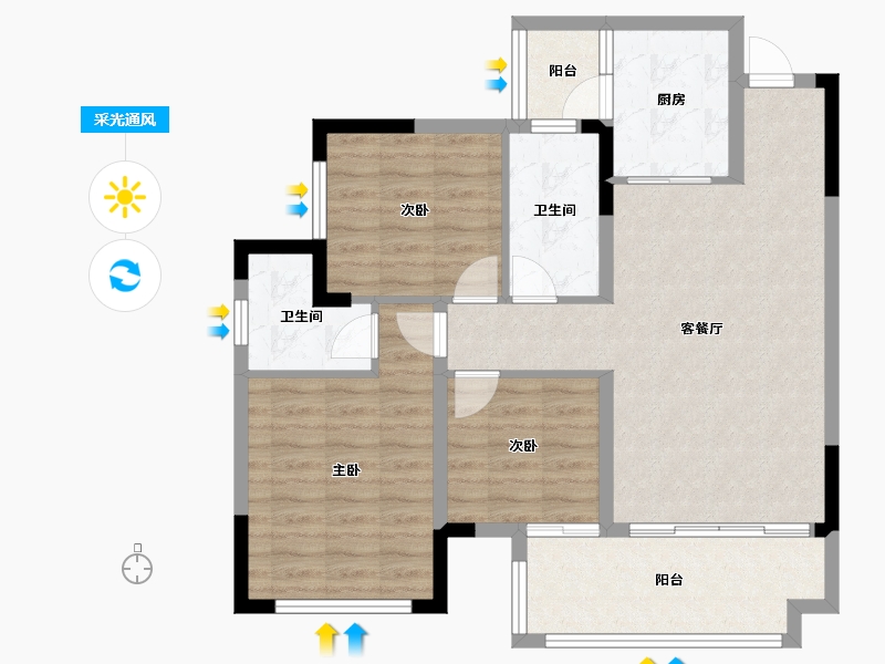 四川省-遂宁市-置信・安居逸都城-84.99-户型库-采光通风