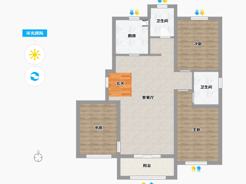 山东省-威海市-国信・壹品南山-91.15-户型库-采光通风