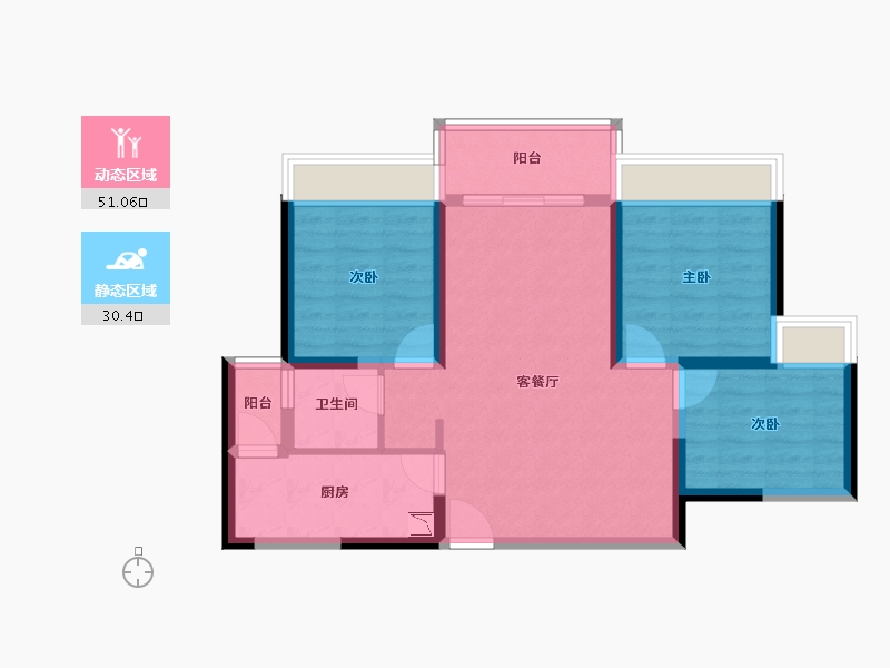 江苏省-南通市-碧桂园龙游湖-71.99-户型库-动静分区