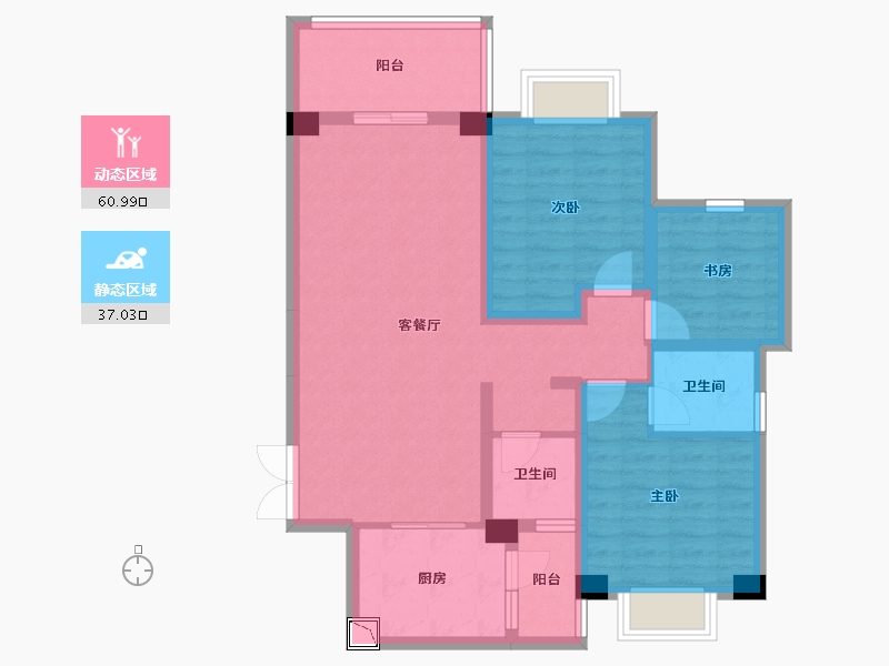 广西壮族自治区-南宁市-中房翡翠园-86.13-户型库-动静分区