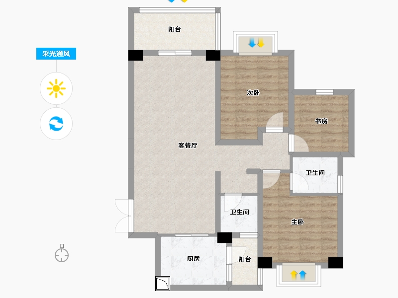 广西壮族自治区-南宁市-中房翡翠园-86.13-户型库-采光通风