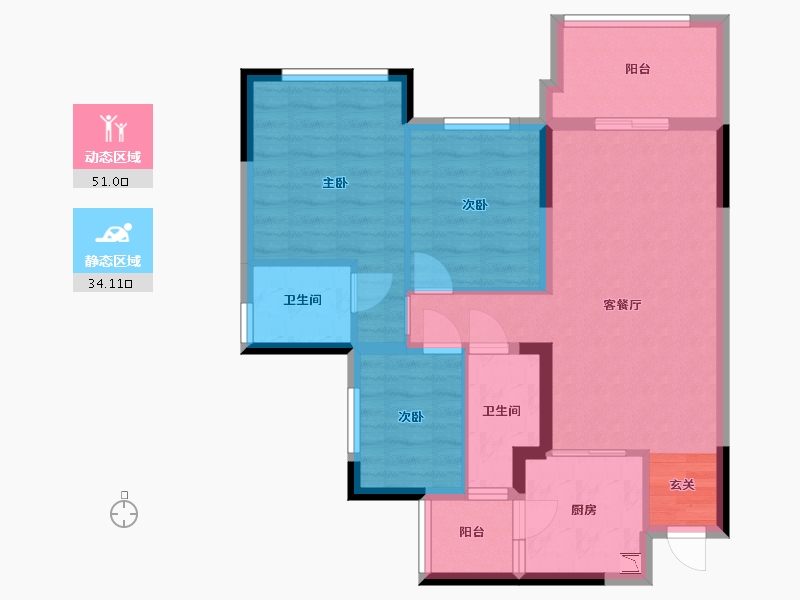 四川省-南充市-鸿通・翡翠城・紫云府-75.24-户型库-动静分区