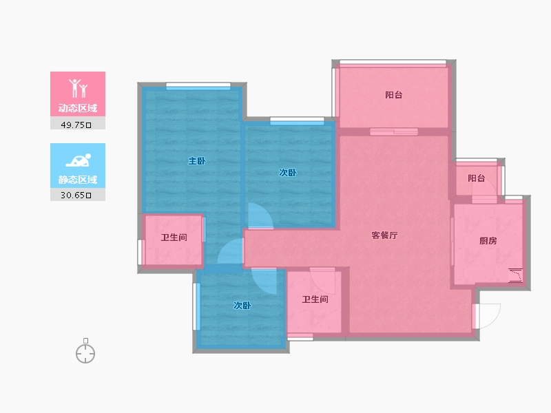 四川省-南充市-鸿通・富春山居-71.26-户型库-动静分区