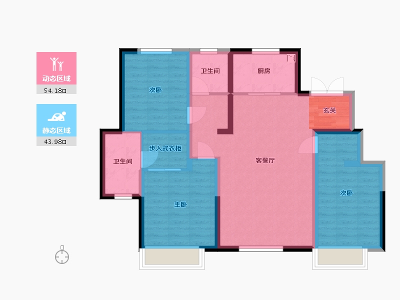 吉林省-长春市-中国铁建西派唐颂-87.42-户型库-动静分区