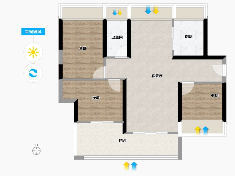 广东省-惠州市-乐兴公馆-72.97-户型库-采光通风