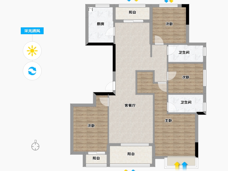 浙江省-金华市-香悦府-115.88-户型库-采光通风