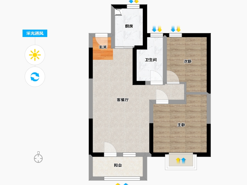 天津-天津市-东昊骏�Z学府-55.94-户型库-采光通风