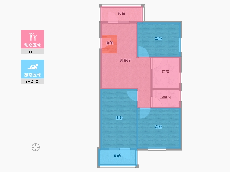 北京-北京市-芳古园一区-57.74-户型库-动静分区