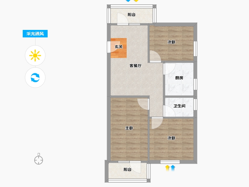 北京-北京市-芳古园一区-57.74-户型库-采光通风