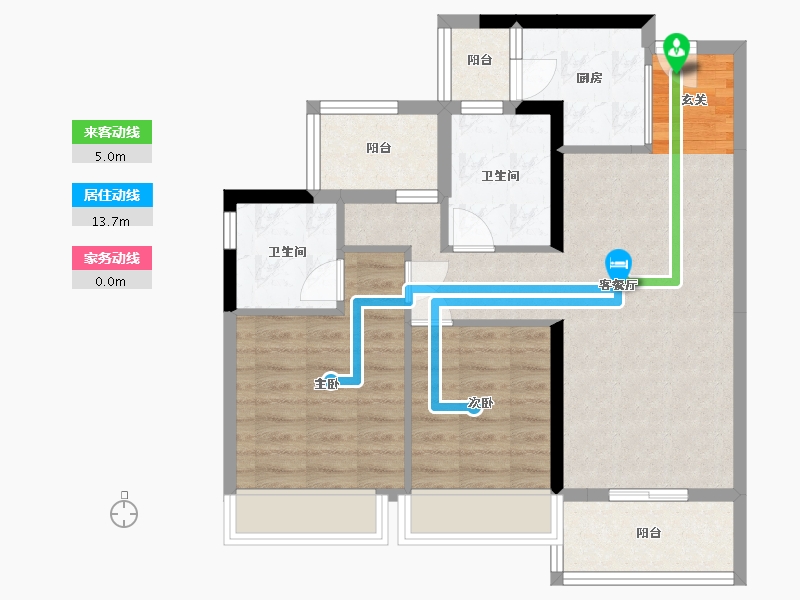 广东省-江门市-美的未来中心丨海棠公馆-73.89-户型库-动静线