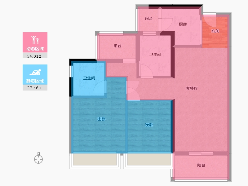 广东省-江门市-美的未来中心丨海棠公馆-73.89-户型库-动静分区