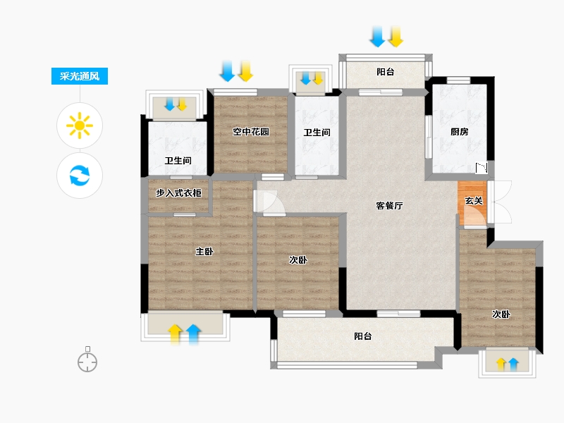 广东省-江门市-保利�h府-101.45-户型库-采光通风