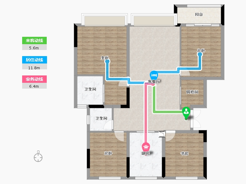 浙江省-宁波市-江山万里五期-128.00-户型库-动静线