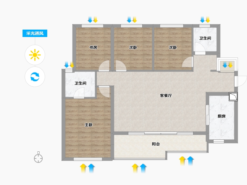 四川省-成都市-璟南堂-102.72-户型库-采光通风