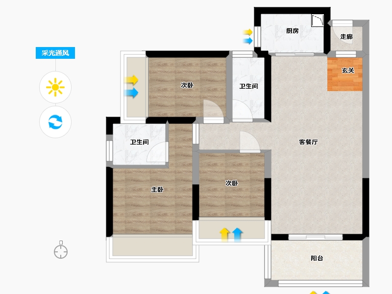 广东省-江门市-博富名苑-68.80-户型库-采光通风