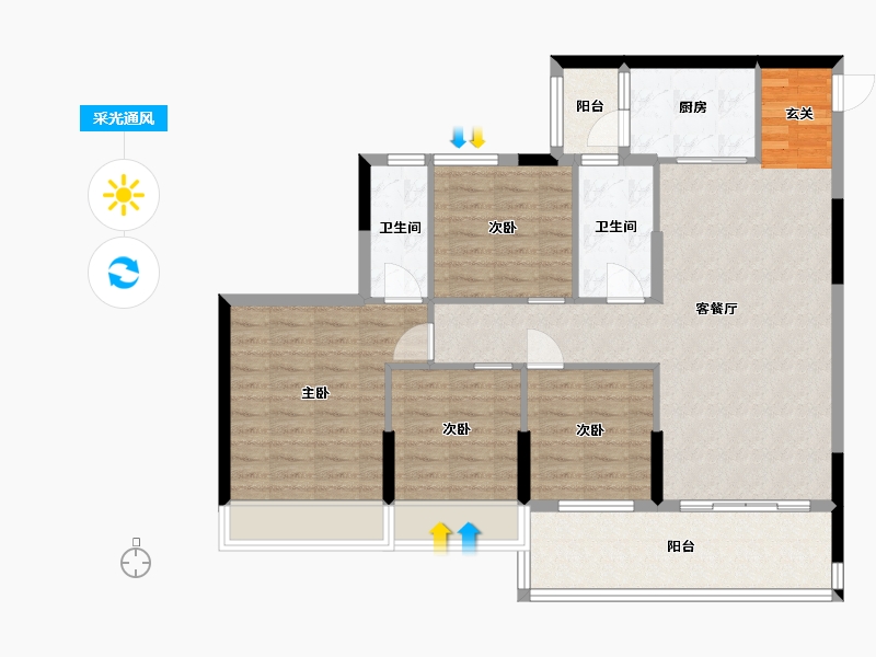 广东省-湛江市-群兴楼-101.95-户型库-采光通风