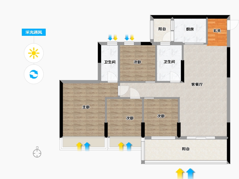 广东省-湛江市-群兴楼-101.83-户型库-采光通风